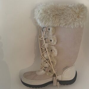 Sporto Cream Faux Fur Lace-Up Winter Boot